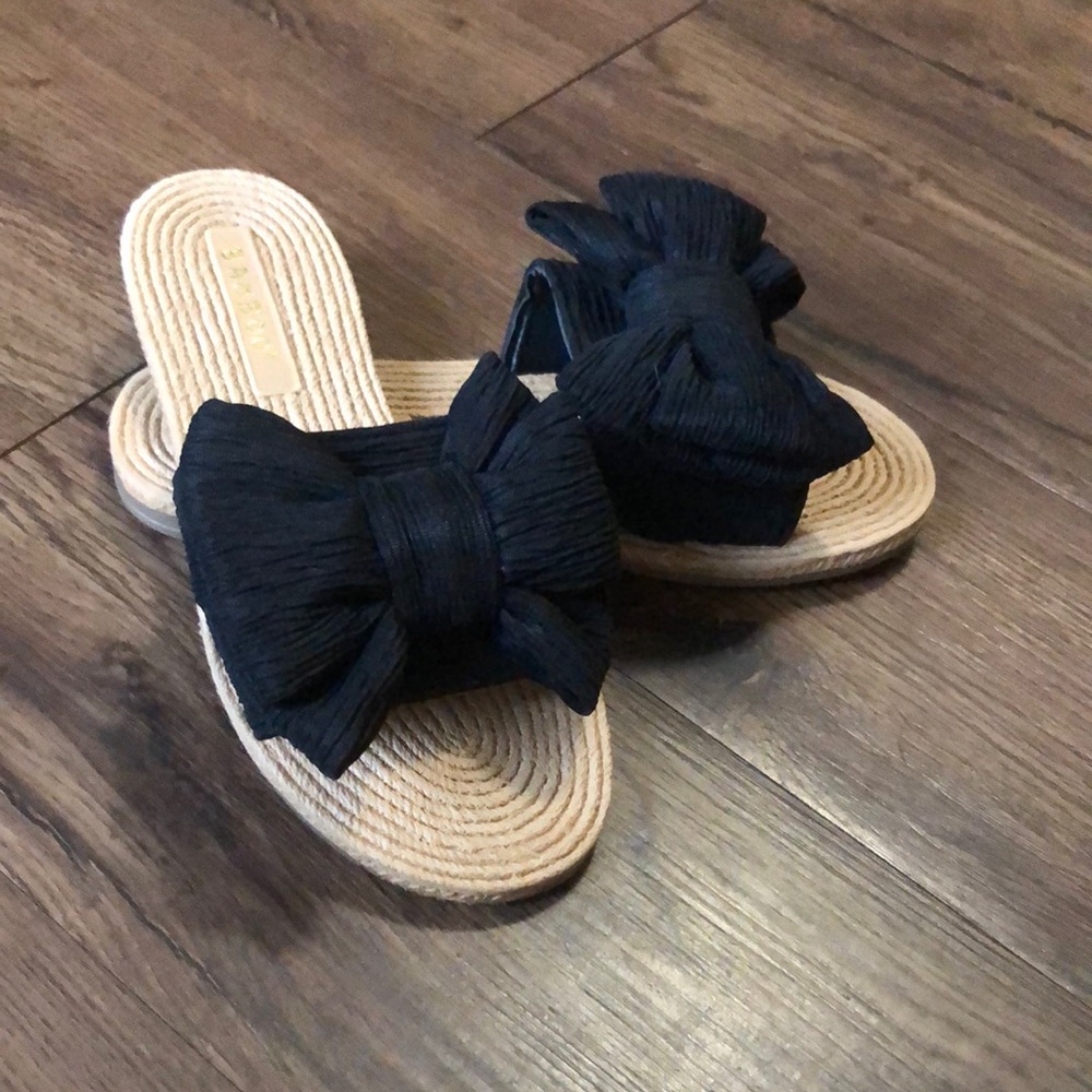 Black Bow Slide Sandals